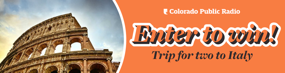 The Colosseum in Rome. Colorado Public Radio logo. Enter to win! Trip for two to Italy.