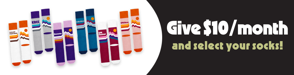 Six pairs of colorful socks. Give $10/month and select your socks!