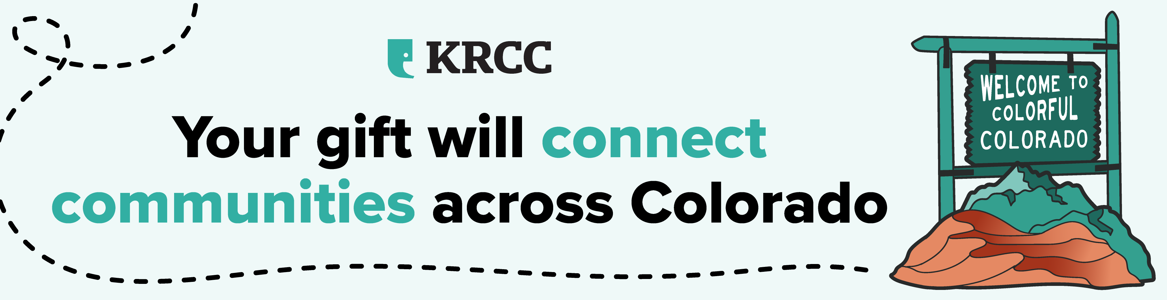 KRCC logo. Your gift will connect communities across Colorado.