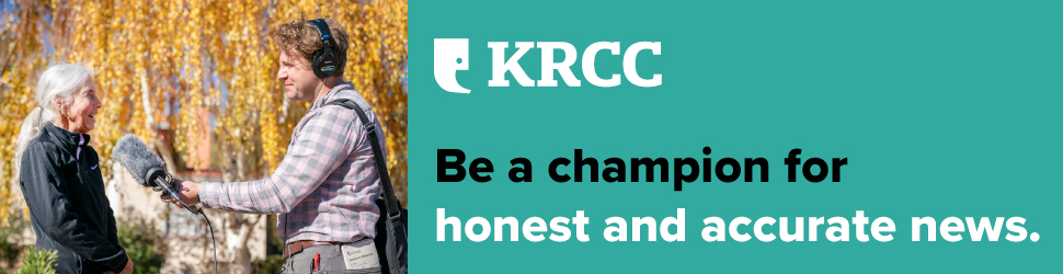 KRCC logo. Be a champion for honest and accurate news.